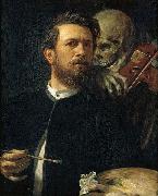 Arnold Bocklin, Selbstportrat mit fiedelndem Tod.